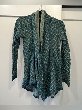 Anthropologie knitted and knotted textured knit green soft open cardigan S